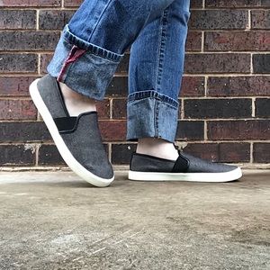 Vince Black Canvas Slip On Casual Sneakers